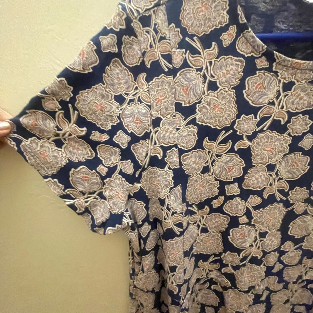 J. Jill Black and Tan Floral Mini Dress XL with pockets - Picture 4 of 6